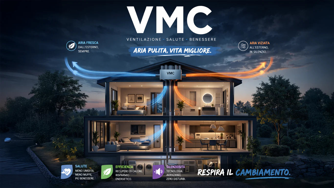 Schema funzionamento ventilazione meccanica controllata VMC con recupero di calore