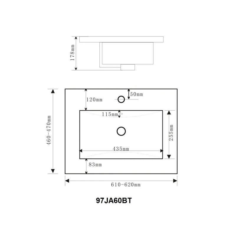 Lavabo Arredo in Ceramica Bianco Lucido Stella 60 cm