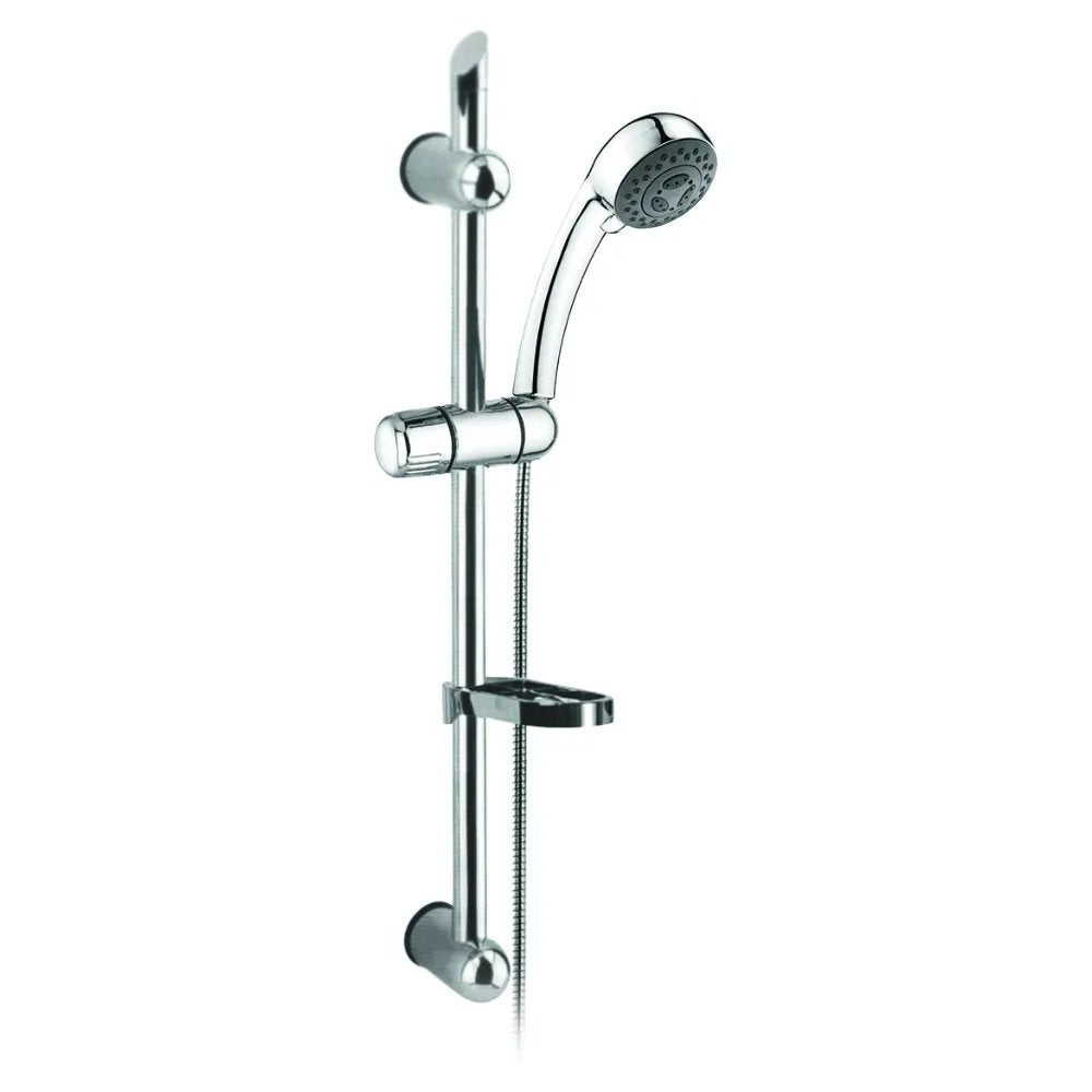 Saliscendi Regolabile Con Doccetta In Abs, Flessibile 150 Cm E Portasapone