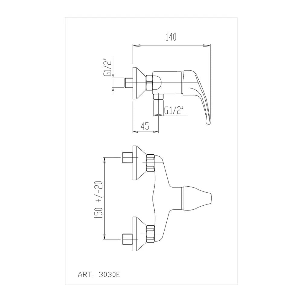 Miscelatore Monocomando Esterno Doccia Con Attacco Inferiore 1/2" Rik