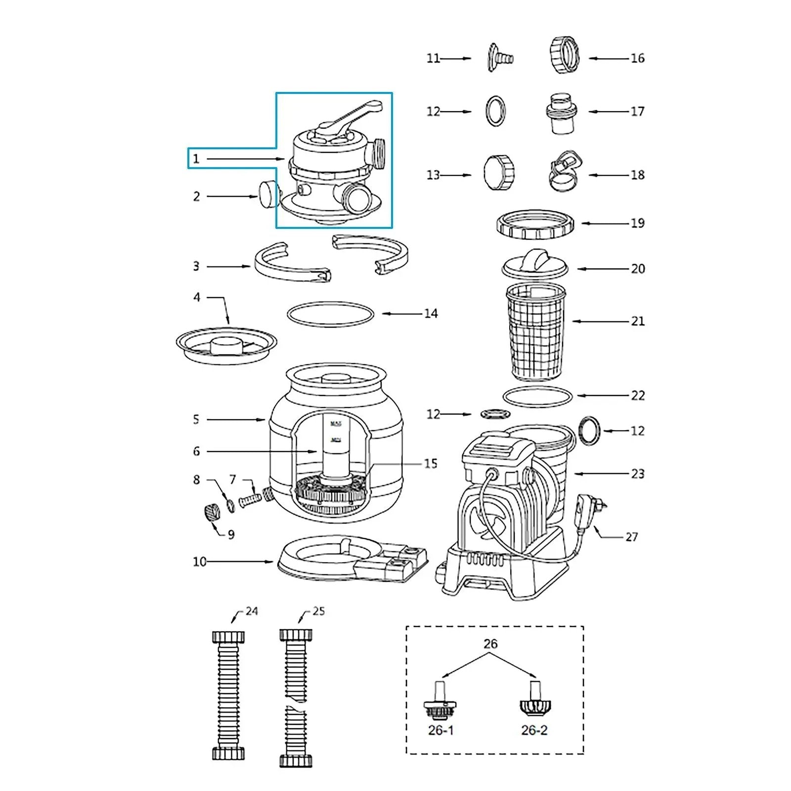 Valvola Di Controllo – RICAMBIO PER FILTRO A SABBIA BESTWAY 8.327-11.355 L/H