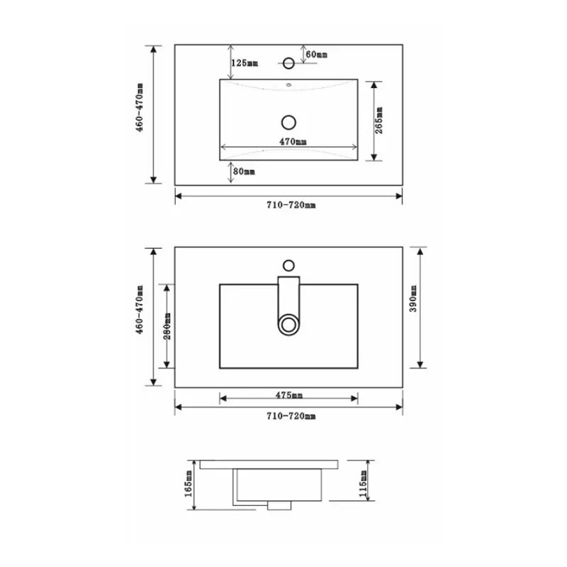 Lavabo Arredo in Ceramica Bianco Lucido Stella 70 cm