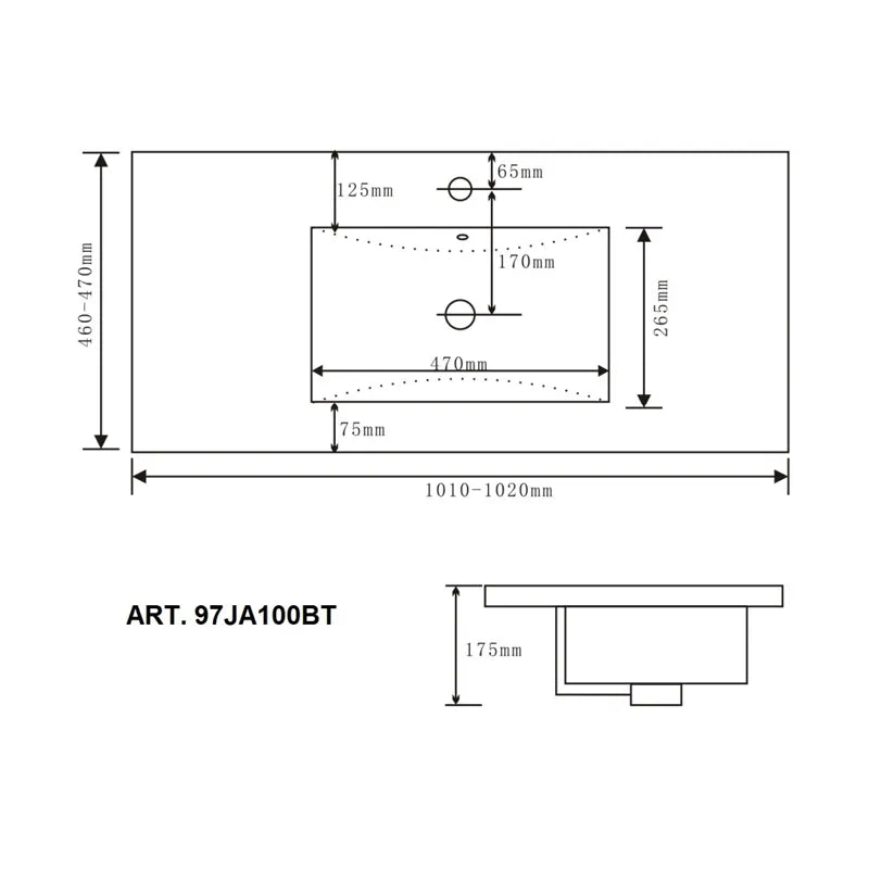 Lavabo Arredo in Ceramica Bianco Lucido Stella 100 cm