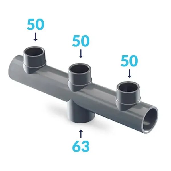 Collettore Pvc Incollaggio A Tre Vie D.50 - 63