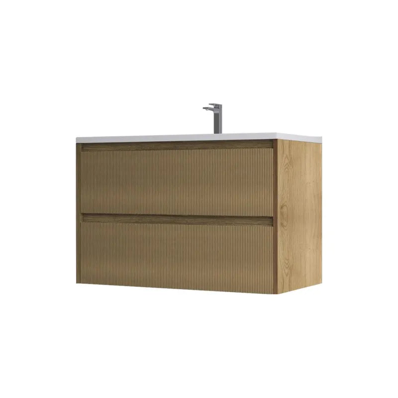 Base Sospesa Bagno Vanessa 80 cm – 2 Cassetti Rovere Cannettato