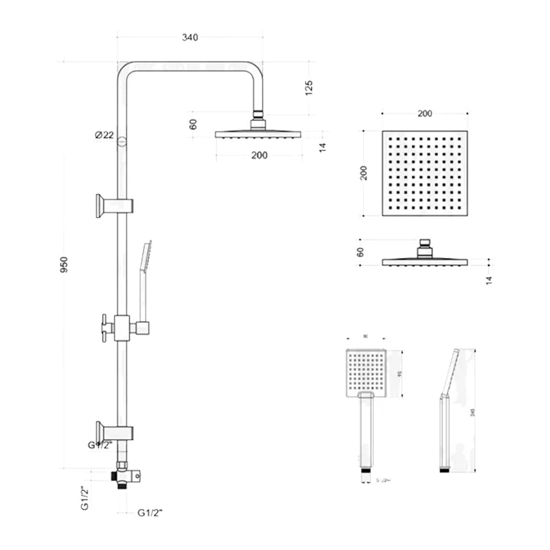Colonna doccia moderna Mel Sanitary TENDER Diverter