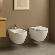 Coppia sanitari sospesi Modello Pura 50 WC rimless con bidet e sedile soft close