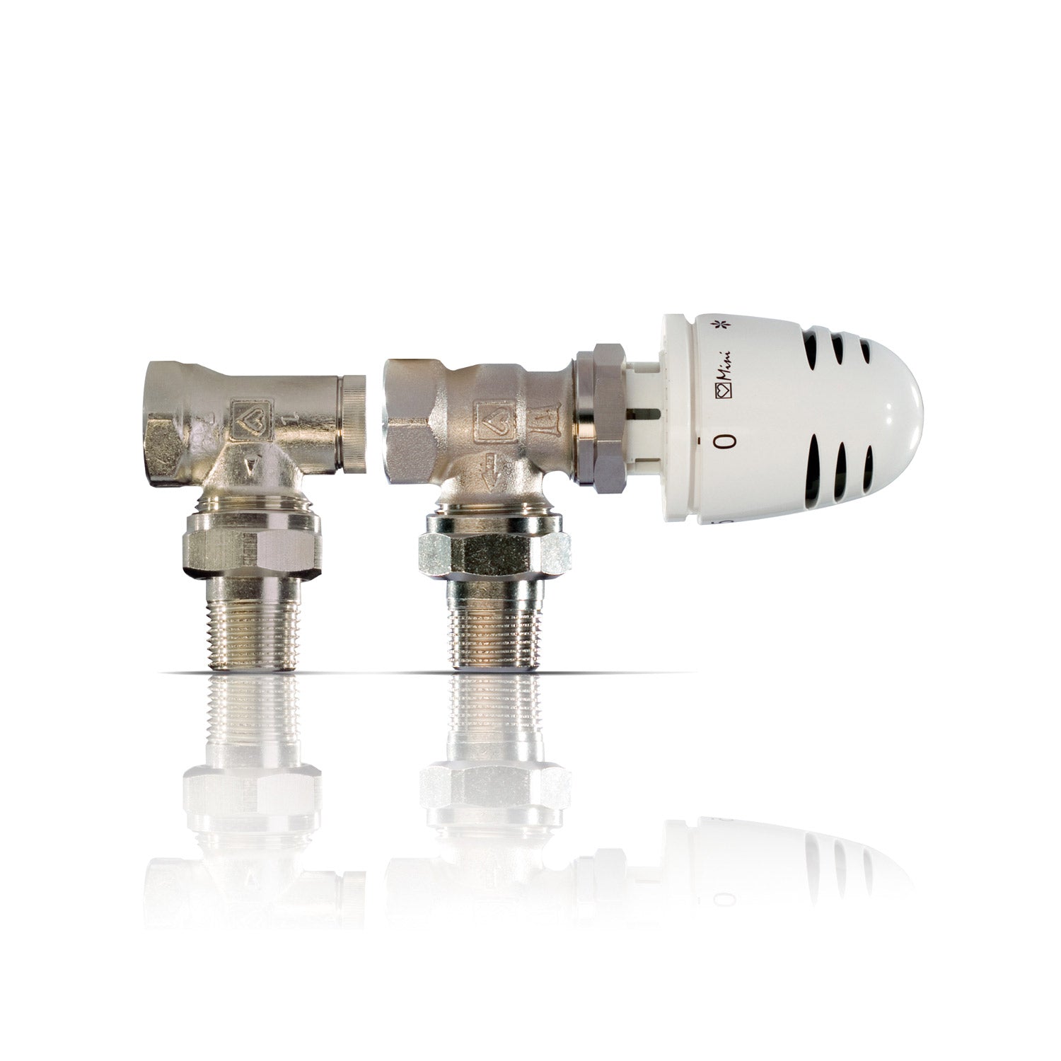 Kit termostatico Klimagica – valvola a squadra, detentore e testa termostatica per radiatori – attacco 3/8″ o 1/2″