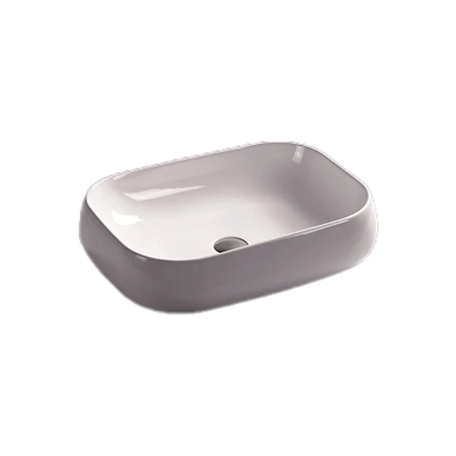 Lavabo moderno in ceramica da appoggio per top bagno