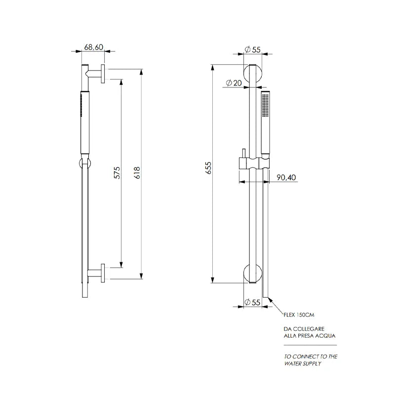 Dettaglio doccia Atena in ABS cromato anticalcare