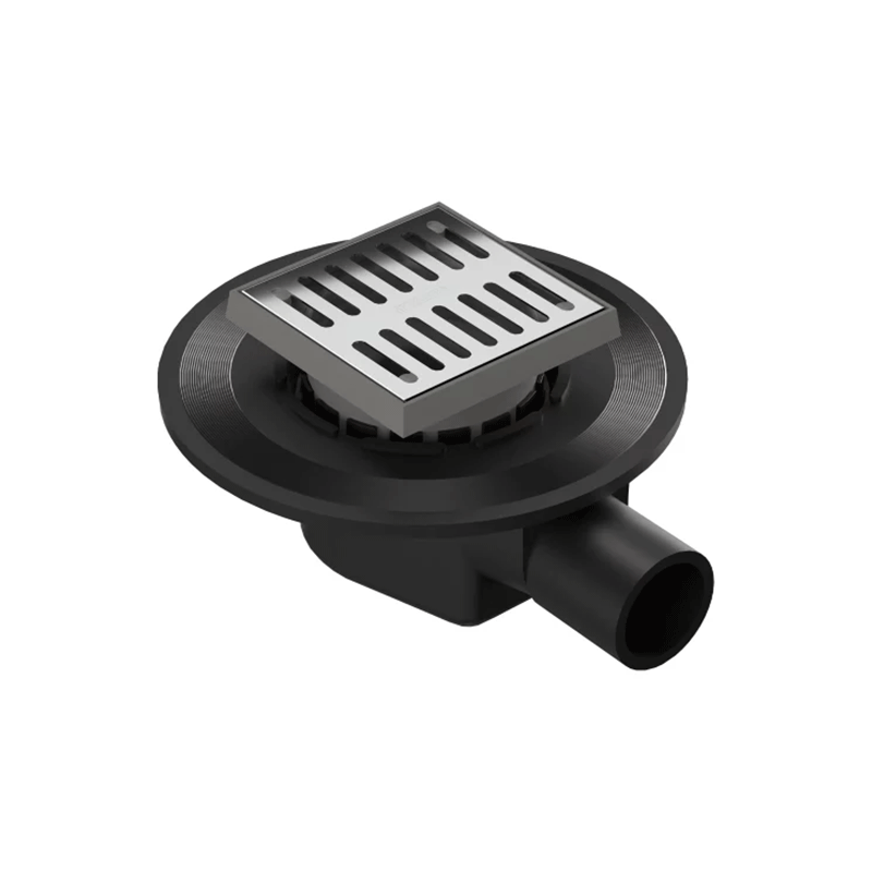 Pozzetto doccia sifonato GO-GO 10x10 cm in ABS e inox – colore nero/metallo – scarico Ø 32/40 mm