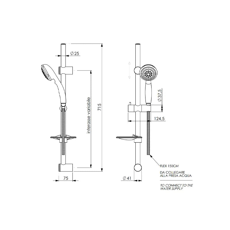 Dettaglio doccia Titty 5 in ABS cromato con funzione anticalcare