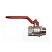 Valvola a sfera MF con leva – 1/2", 3/4", 1", 1"1/4, 1"1/2, 2" – ottone nichelato – leva acciaio rossa