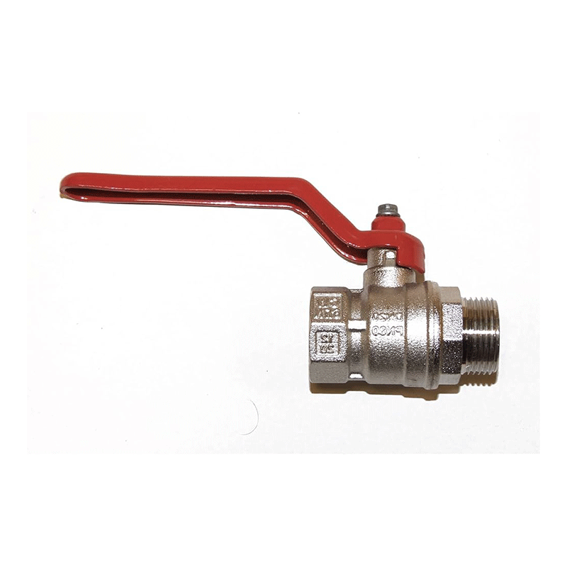Valvola a sfera MF con leva – 1/2", 3/4", 1", 1"1/4, 1"1/2, 2" – ottone nichelato – leva acciaio rossa
