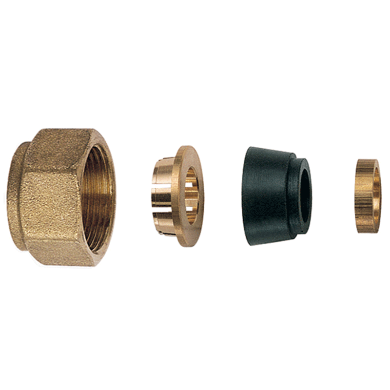 Kit di tenuta in gomma con calotta gialla per tubo rame Ø 10, 12, 16 – compressione 24x19