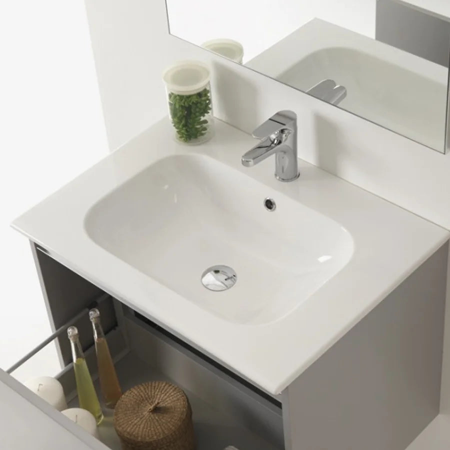 Lavabo monoforo con troppopieno Althea Cover Slim in ceramica
