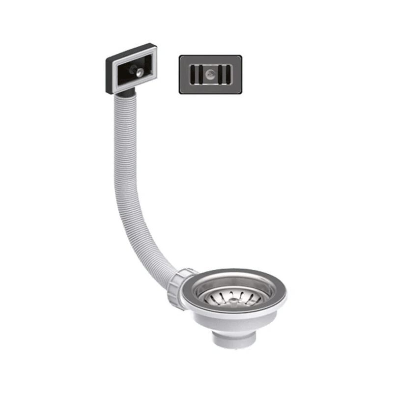 Piletta Valsir 3"1/2 con cestello e troppopieno rettangolare per lavello cucina