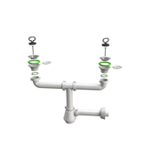 Sifone a fiasca per lavello Ø1"1/2 x Ø40 mm con piletta in acciaio e tappo maniglia