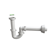 Sifone autopulente da cucina 1"1/2 x Ø40 x 230 mm in polipropilene bianco – guarnizione BI-POWER