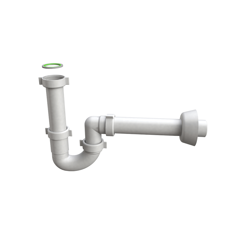 Sifone autopulente da cucina 1"1/2 x Ø40 x 230 mm in polipropilene bianco – guarnizione BI-POWER