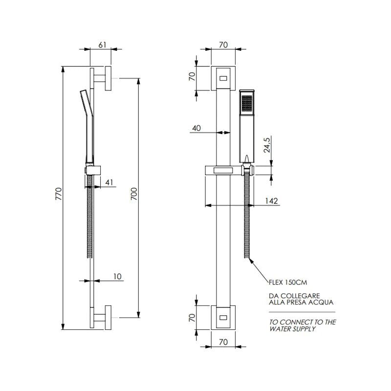 Dettaglio doccia Ambra in ABS cromato 1 getto anticalcare