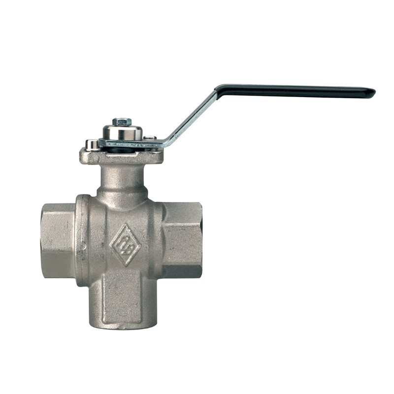 Valvola a sfera a 3 vie 1" con leva – deviatrice a passaggio totale – attacco ISO 5211