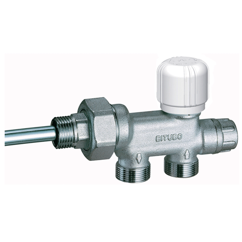 Valvola termostatizzabile cromata MONOTUBO/BITUBO 1/2" con sonda 450 mm – per tubo rame, plastica e multistrato