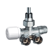 Valvola a squadra MONO-BITUBO termostatizzabile destra o sinistra – con codolo, calotta e sonda – cromata