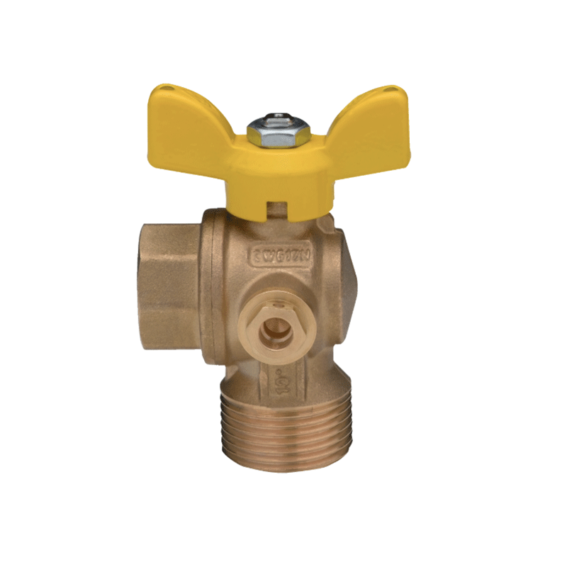Valvola a sfera a squadra post-contatore MF 1" con punto presa pressione – per gas