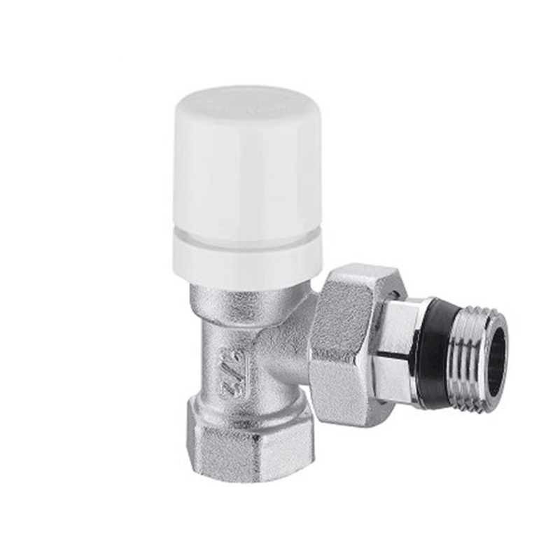 Valvola termostatizzabile a squadro 1/2" Arteclima in ottone cromato con attacco per tubo in ferro M24x19