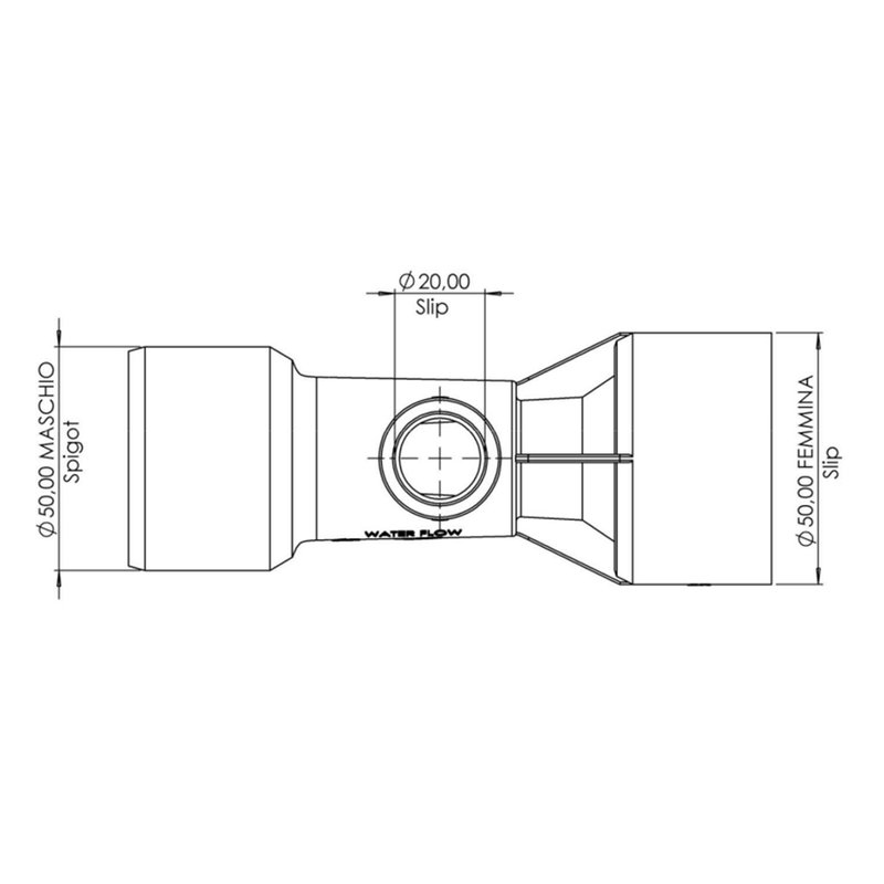 T Venturi Diametro 50 - MISCELATORE ARIA