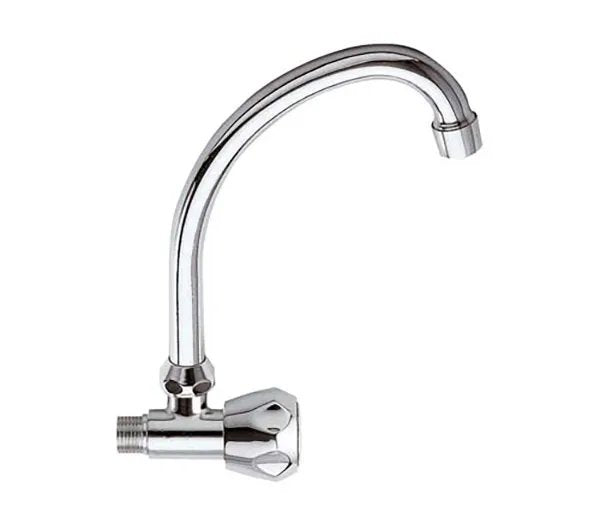 Rubinetto A Snodo Pesante Con Canna Alta A "J" D.18 Girevole Con Rompigetto