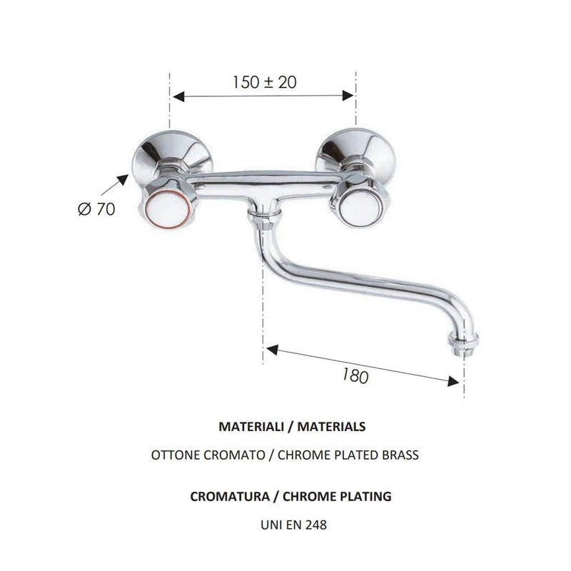 Gruppo Lavello A Muro Con Canna Inferiore A Snodo