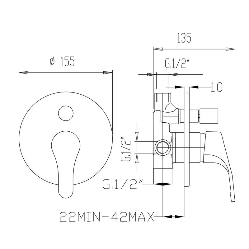 Miscelatore Monocomando Incasso Doccia Con Deviatore Rik