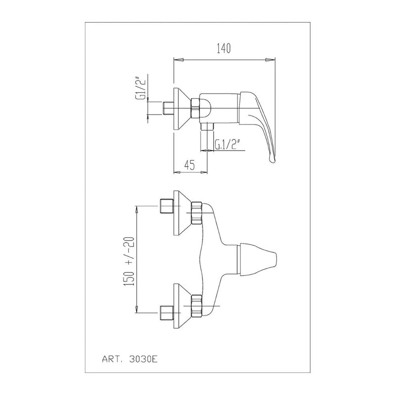 Miscelatore Monocomando Esterno Doccia Con Attacco Inferiore 1/2" Rik