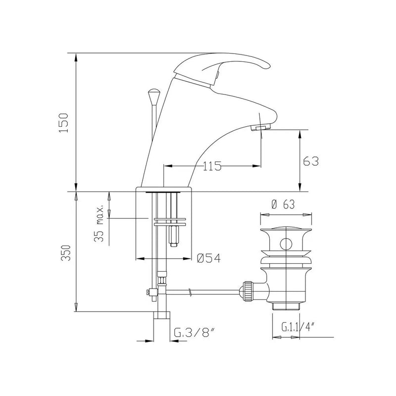 Miscelatore Monocomando Lavabo Con Scarico Automatico Eva