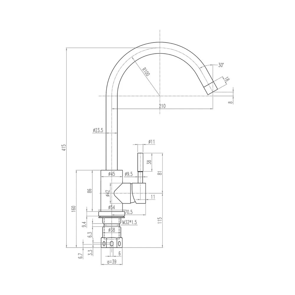 Miscealtore Monocomando Lavello Inox Leva Laterale E Bocca Girevole