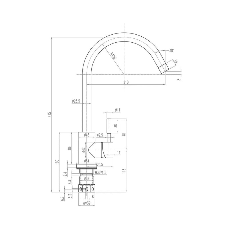 Miscealtore Monocomando Lavello Inox Leva Laterale E Bocca Girevole