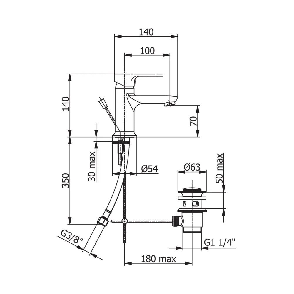 Miscealatore Monocomando Lavabo Con Scarico Automatico Prius