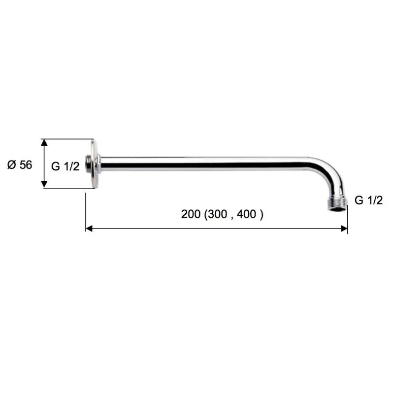 Braccio Doccia Ottone Con Rosone (Varianti 30Cm E 40Cm)