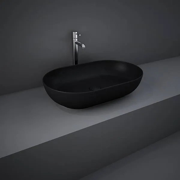 Lavabo Da Appoggio Ovale Rak Feeling Matt Black