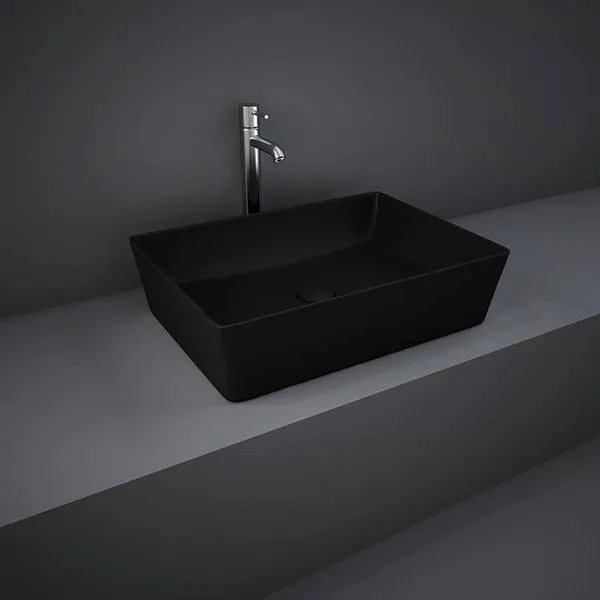 Lavabo Da Appoggio Rettangolare Rak Feeling Matt Black