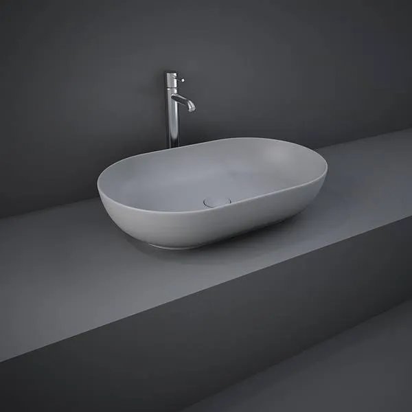 Lavabo Da Appoggio Ovale Rak Feeling Matt Grey