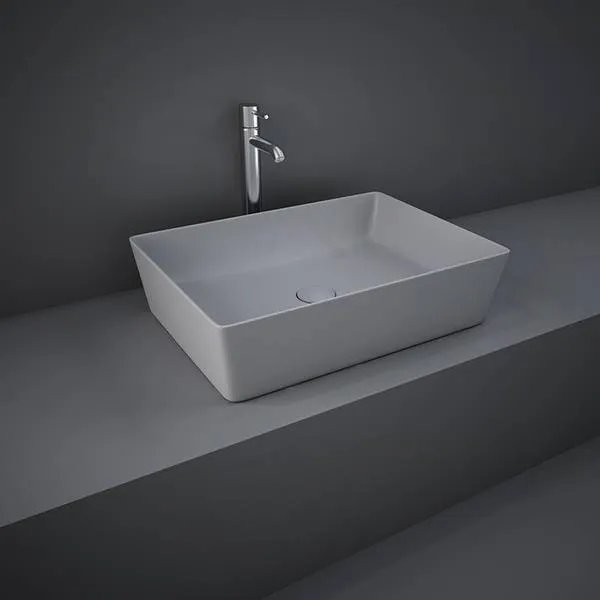 Lavabo Da Appoggio Rettangolare Rak Feeling Matt Grey 50X36 Cm