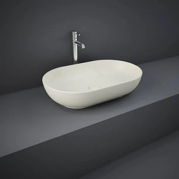 Lavabo Da Appoggio Ovale Rak Feeling Matt Greige 55X35 Cm