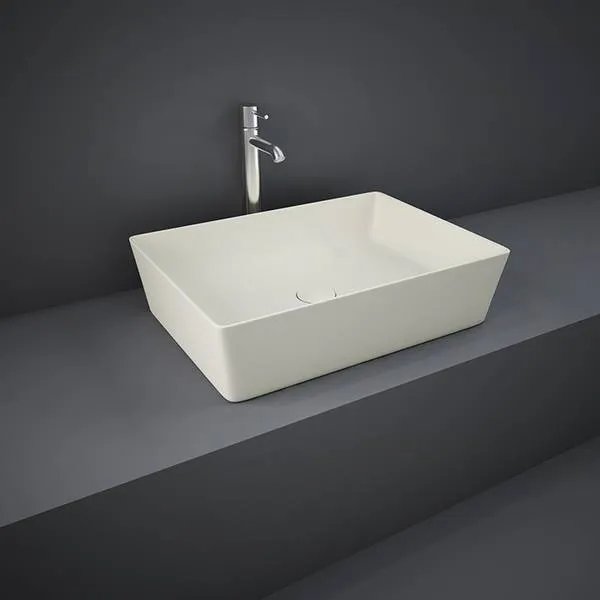Lavabo Da Appoggio Rettangolare Rak Feeling Matt Greige 50X36 Cm