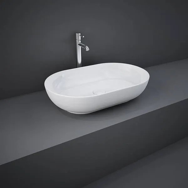 Lavabo Da Appoggio Ovale Rak Feeling Bianco Alpino 55X35 Cm