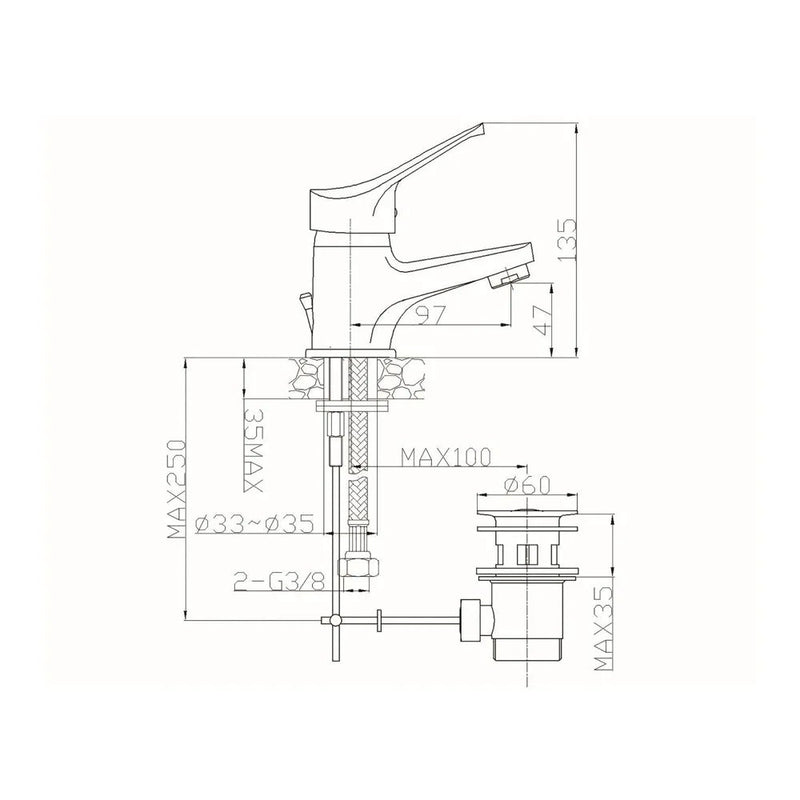 Miscelatore Lavabo Sei Con Attacco Piletta 1"1/4