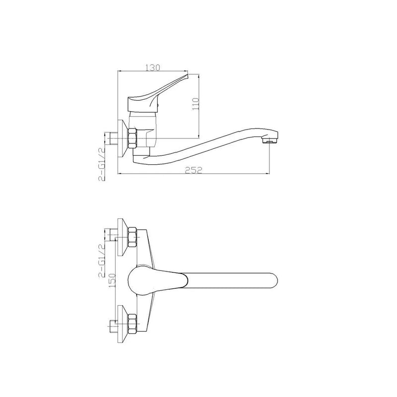Miscelatore Lavello A Parete Sei Con Canna Lunga
