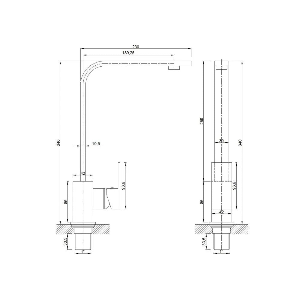 Miscelatore Cucina Quadro Con Canna Alta E Aeratore Eco Flow
